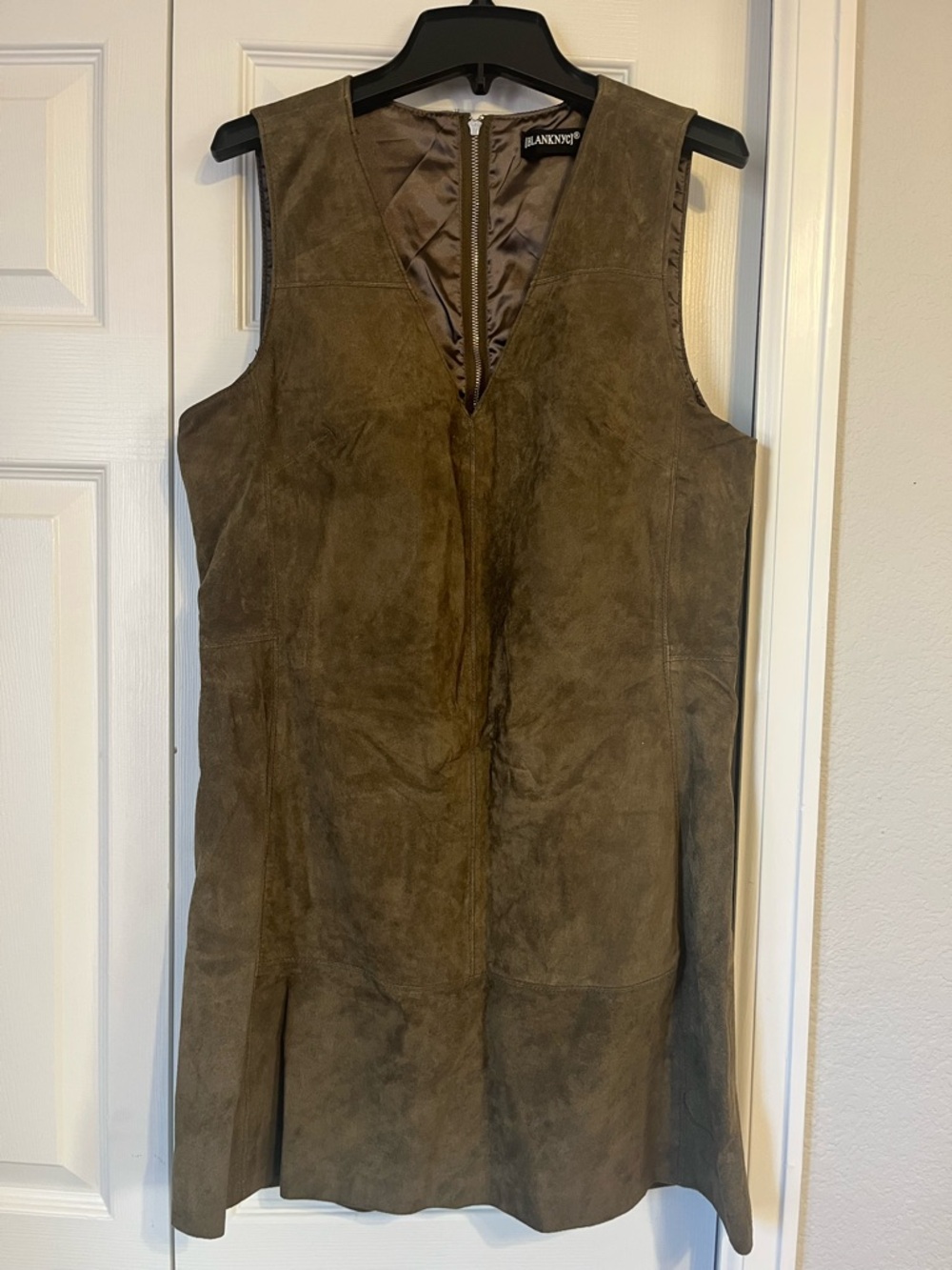 Blank NYC Olive Green Suede Sleeveless Dress